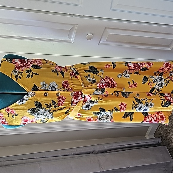 Lilly Black Dresses & Skirts - LILLY Black beautiful yellow flowered dress. NWOT